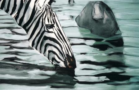 Zebra und Stein