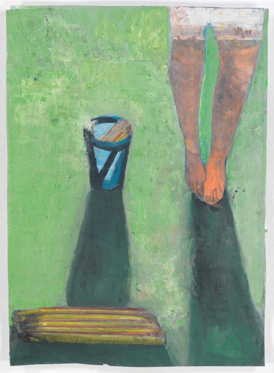 Bare, 2019, Pigment, Kreide, Buntstift, Gouache und Collage auf Papier, 82 x 60 cm