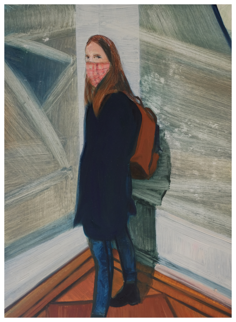 Clara, 2021, Öl und Kreide auf Aluminium, 40 x 30 cm