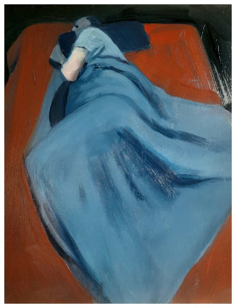 Sleepless, 2022, Öl auf Malplatte, 50 x 40 cm